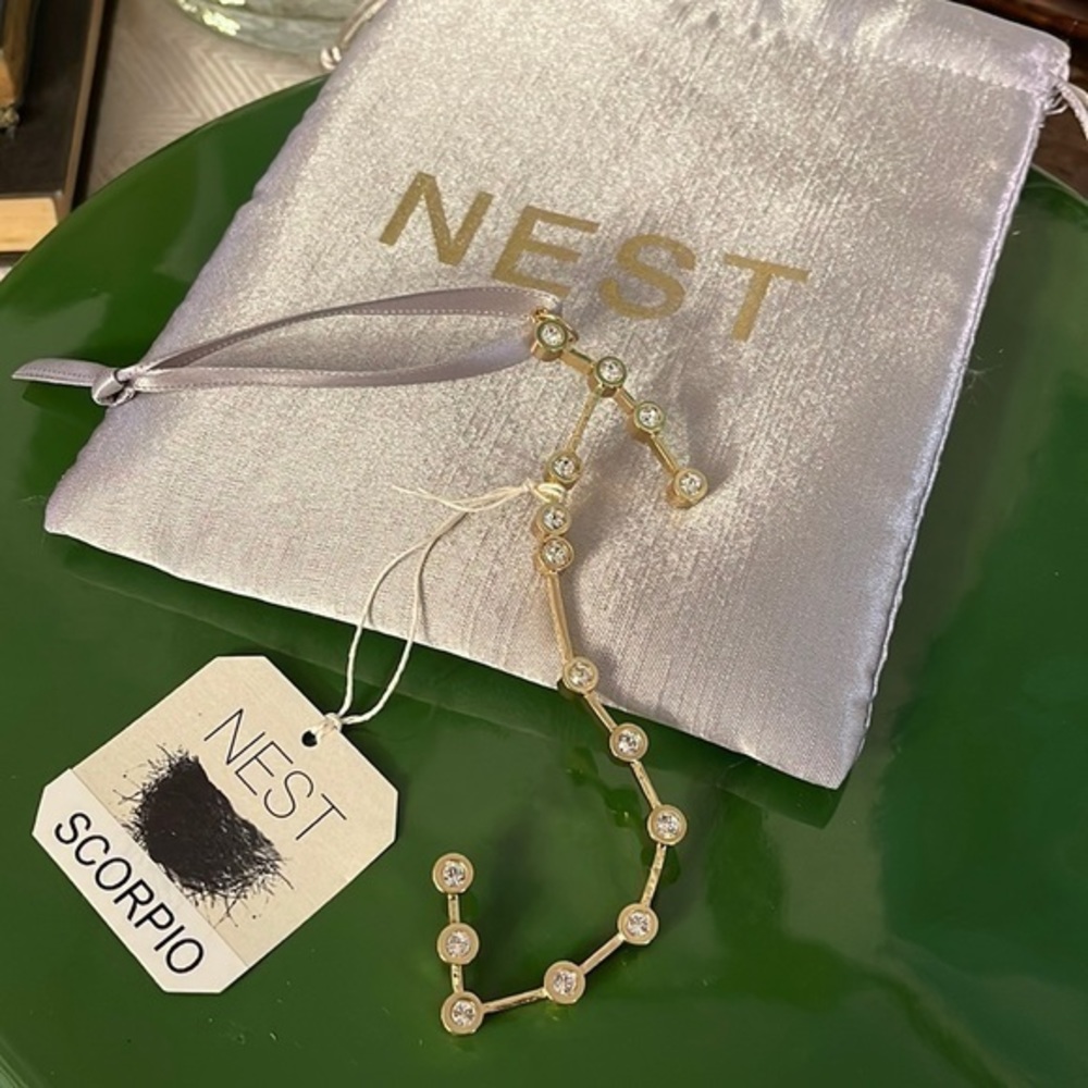 NEST Astrological Scorpio Symbol Gold‎ with Diamonds Christmas Ornament Display